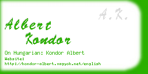 albert kondor business card